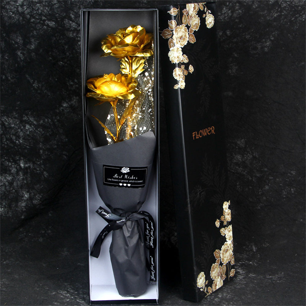Gold Foil Roses Colorful Rose Bouquet Artificial Forever Flowers Gifts for Lover