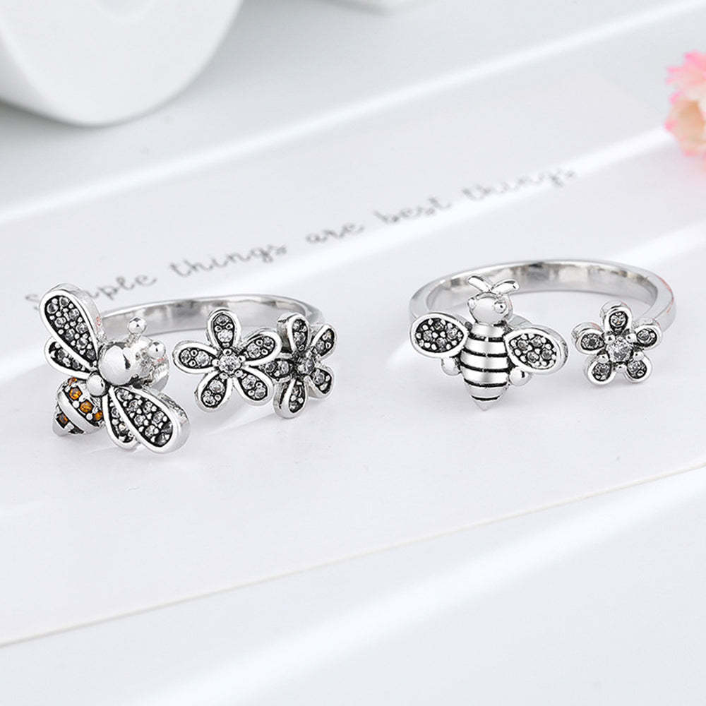 Bee Daisy Rotating Rings Adjustable Fidget Rings for Anxiety Relieving Stress Jewelry Gift for Women - yournamenecklaceuk
