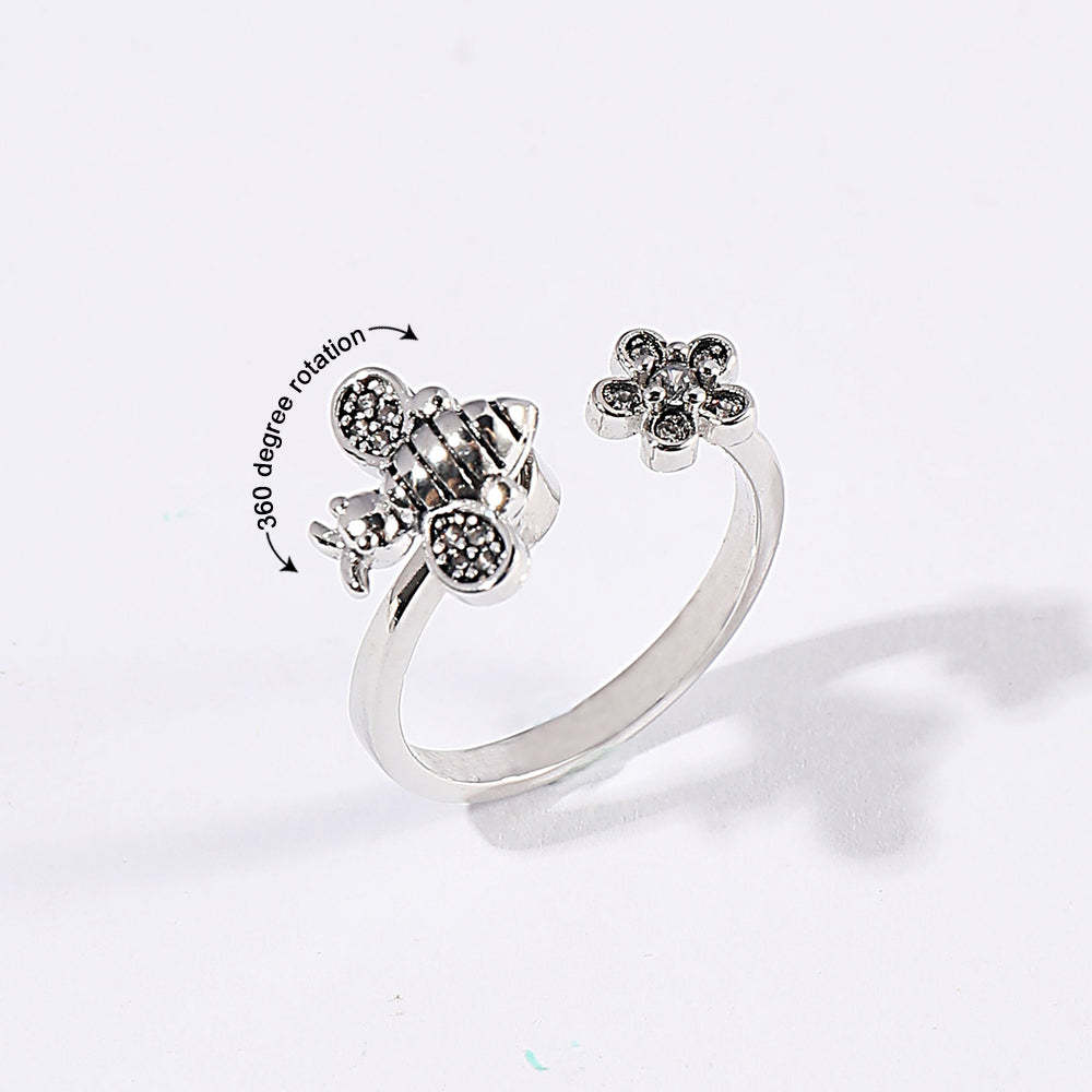 Bee Daisy Rotating Rings Adjustable Fidget Rings for Anxiety Relieving Stress Jewelry Gift for Women - yournamenecklaceuk