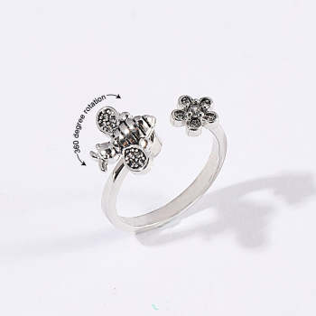 Bee Daisy Rotating Rings Adjustable Fidget Rings for Anxiety Relieving Stress Jewelry Gift for Women - yournamenecklaceuk