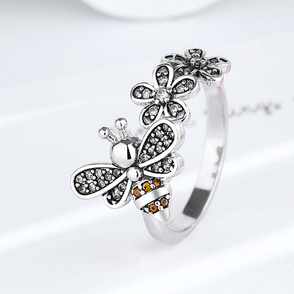 Bee Daisy Rotating Rings Adjustable Fidget Rings for Anxiety Relieving Stress Jewelry Gift for Women - yournamenecklaceuk