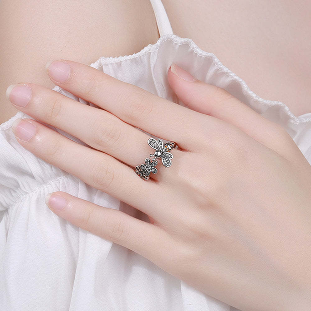 Bee Daisy Rotating Rings Adjustable Fidget Rings for Anxiety Relieving Stress Jewelry Gift for Women - yournamenecklaceuk