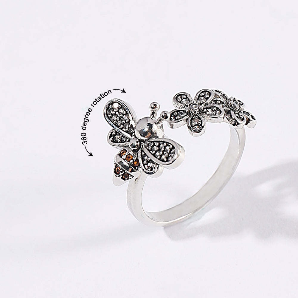 Bee Daisy Rotating Rings Adjustable Fidget Rings for Anxiety Relieving Stress Jewelry Gift for Women - yournamenecklaceuk