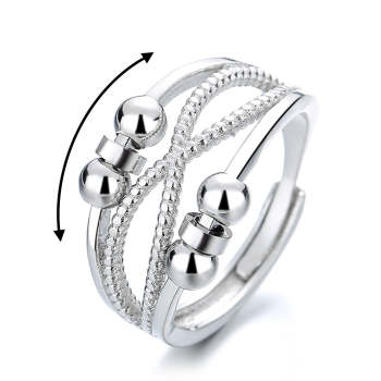 Anxiety Ring for Women Men Fidget Rings for Anxiety Spinning Bead Adjustable Rotating Ring - yournamenecklaceuk