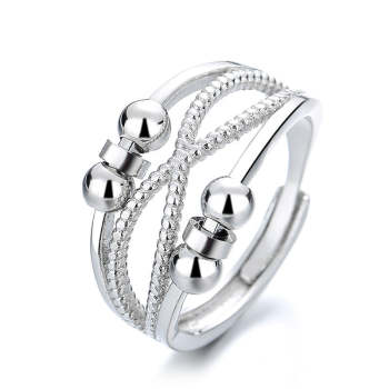 Anxiety Ring for Women Men Fidget Rings for Anxiety Spinning Bead Adjustable Rotating Ring - yournamenecklaceuk