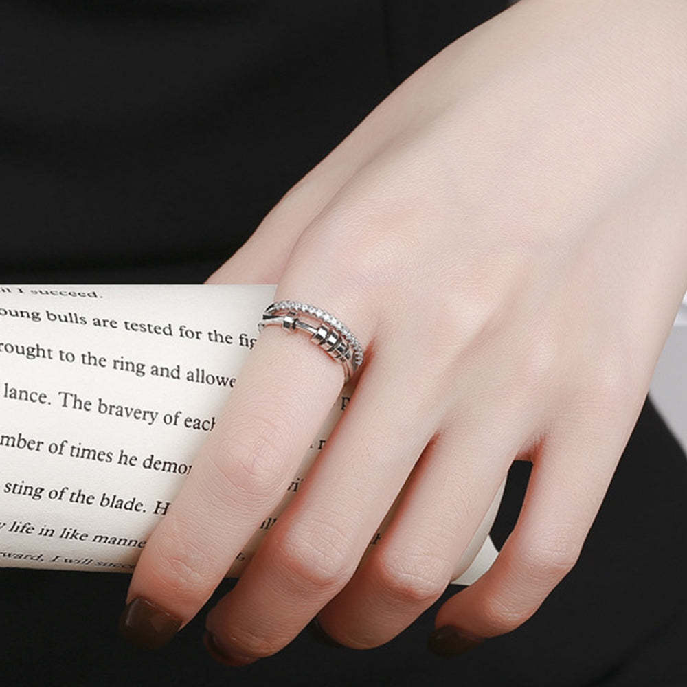 Anxiety Ring for Women Men Fidget Rings for Anxiety Spinning Bead Adjustable Rotating Ring - yournamenecklaceuk