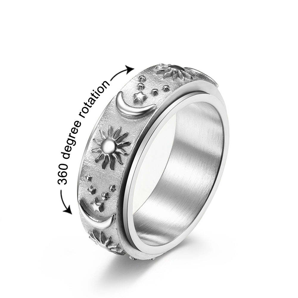 Moon Star Sun Spinner Rings Stress Relieving Anxiety Rotating Ring for Women Men - yournamenecklaceuk