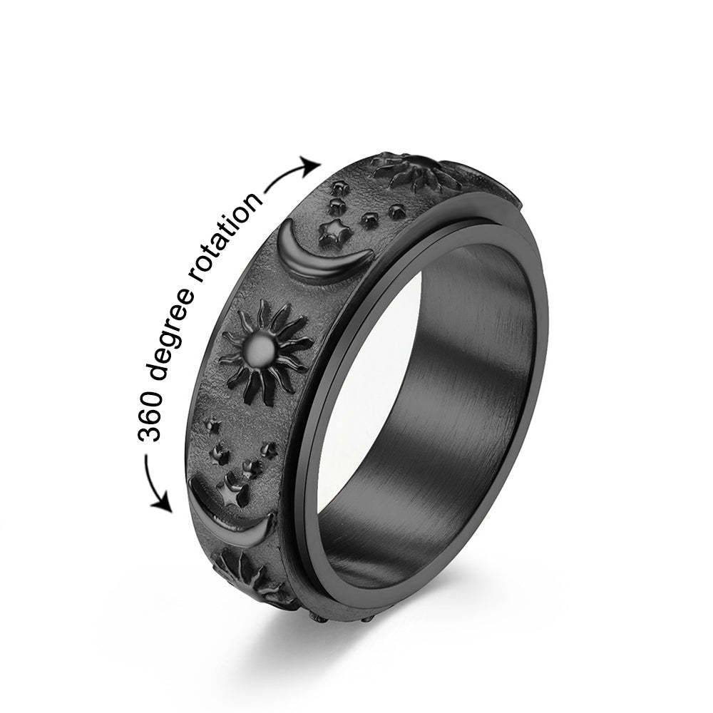 Moon Star Sun Spinner Rings Stress Relieving Anxiety Rotating Ring for Women Men - yournamenecklaceuk