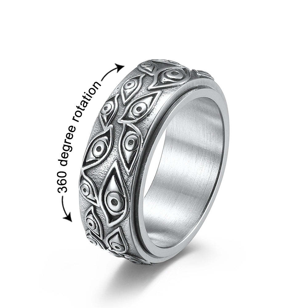 Evil Eye of God Rotating Ring Relieving Anxiety Ring Fashion Punk Accessories for Men Women - yournamenecklaceuk