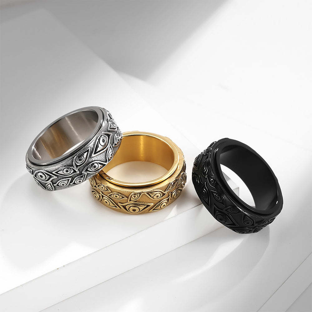 Evil Eye of God Rotating Ring Relieving Anxiety Ring Fashion Punk Accessories for Men Women - yournamenecklaceuk