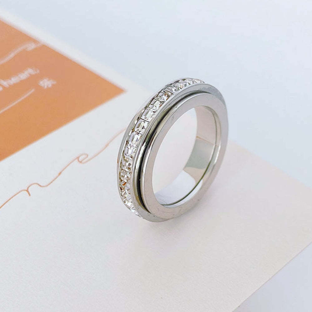 Rotating Rings Cubic Zirconia Stones Anxiety Rings Fidget Band Rings for Women - yournamenecklaceuk