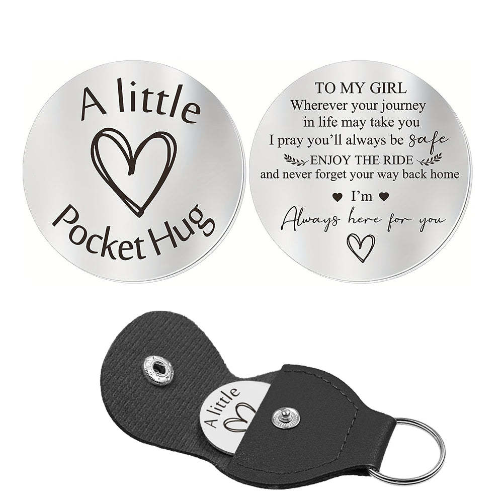 Pocket Hug Token with Leather Keychain Gifts for Friend Son Daughter Brother Sister - yournamenecklaceuk