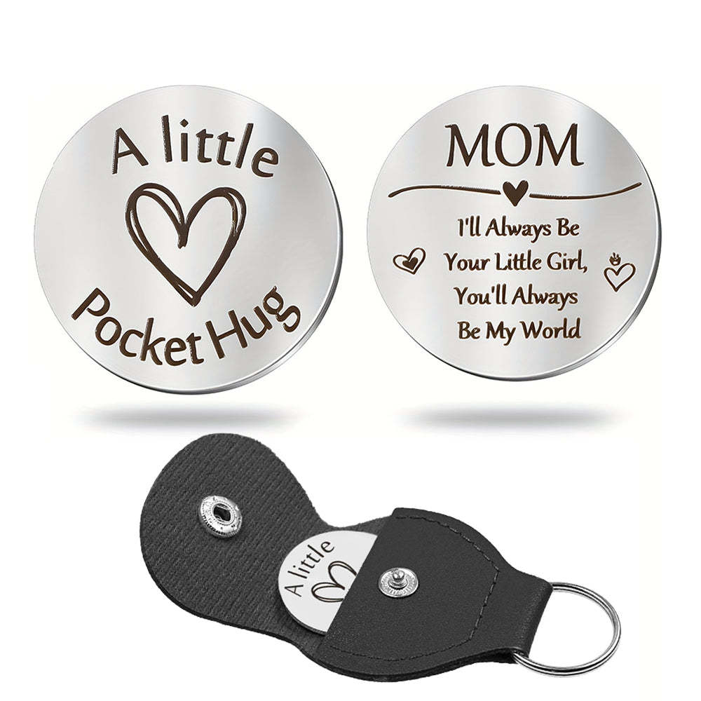 Pocket Hug Token with Leather Keychain Gifts for Friend Son Daughter Brother Sister - yournamenecklaceuk