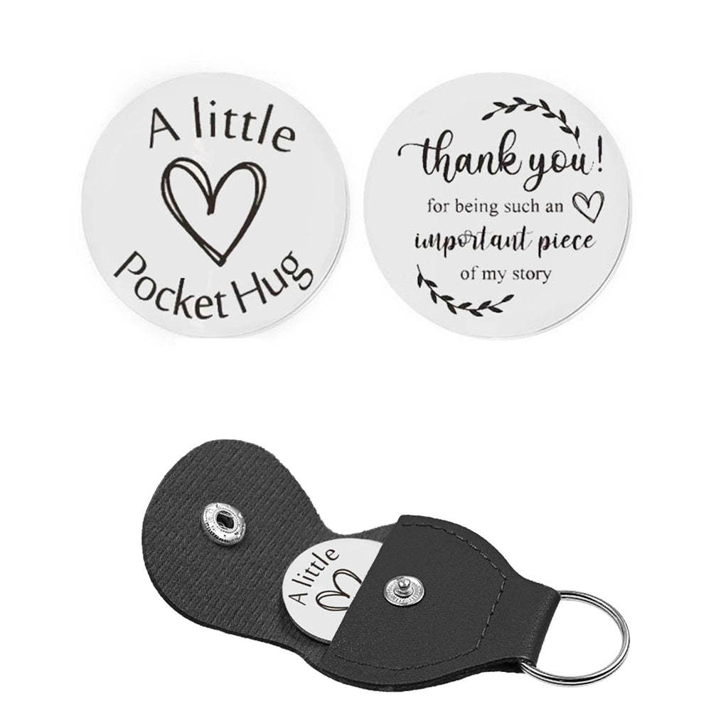 Pocket Hug Token with Leather Keychain Gifts for Friend Son Daughter Brother Sister - yournamenecklaceuk