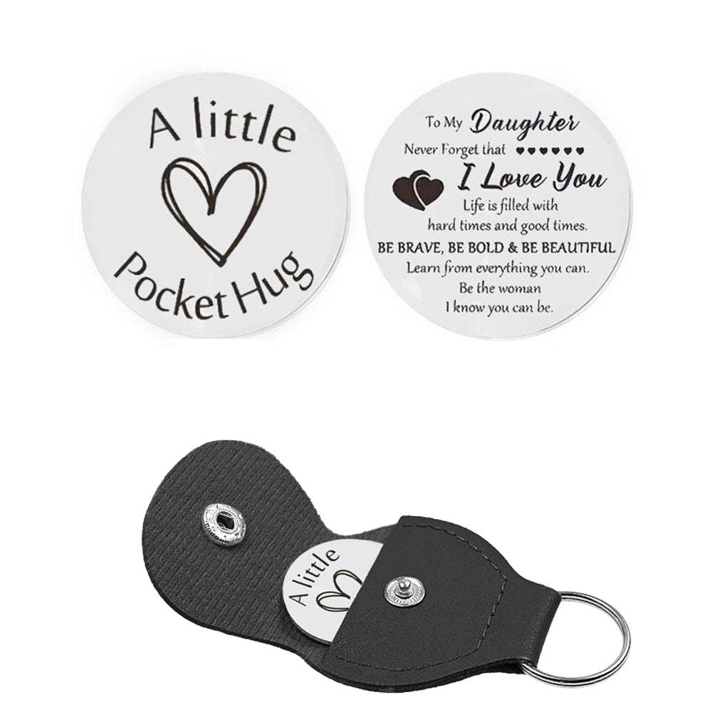 Pocket Hug Token with Leather Keychain Gifts for Friend Son Daughter Brother Sister - yournamenecklaceuk