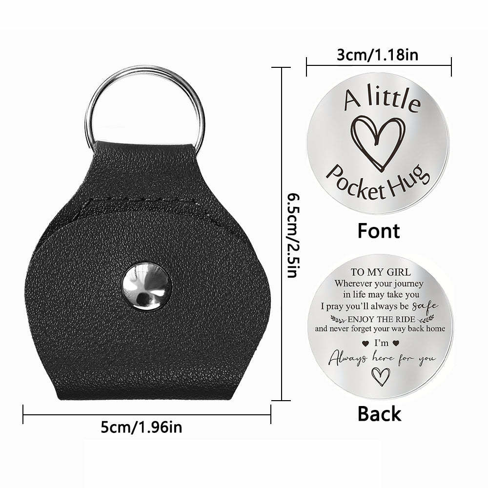 Pocket Hug Token with Leather Keychain Gifts for Friend Son Daughter Brother Sister - yournamenecklaceuk