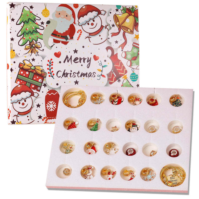 Christmas Charm Countdown Calendar Gift Box Set DIY Charm Jewelry Christmas Tree Bracelet Gift - yournamenecklaceuk