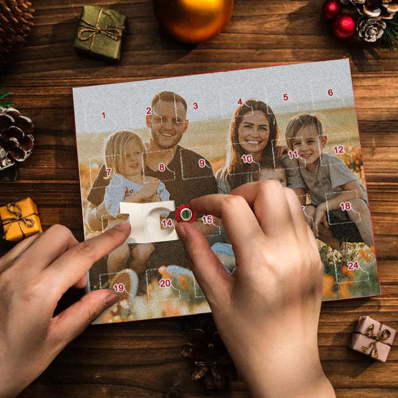 Personalized Photo Jewelry Advent Calendar Photo Charm Christmas Surprise Blind Box Bracelet 24 Calendar Countdown Gift Box Bracelet For Family - yournamenecklaceuk