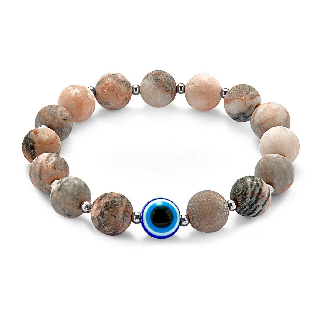 Evil Eye Amulet Bracelet Natural Lava Stone Beaded Bracelet for Men - yournamenecklaceuk