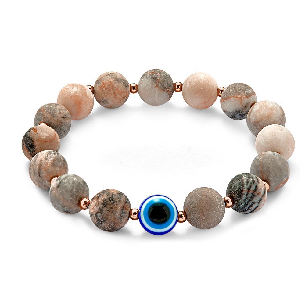 Evil Eye Amulet Bracelet Natural Lava Stone Beaded Bracelet for Men - yournamenecklaceuk