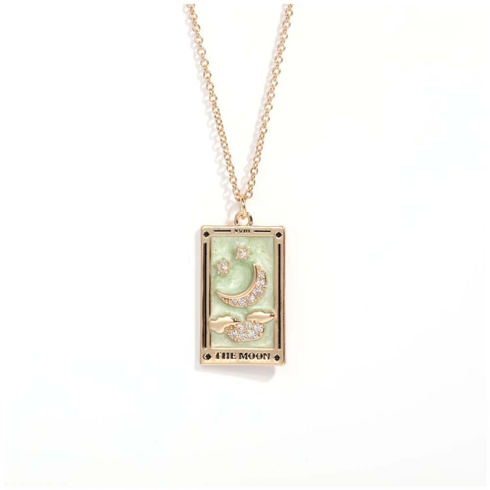 Colorful Tarot Cards Symbolic Necklace Dripping Oil Pendant Enamel Necklace With Rhinestones Gift - yournamenecklaceuk