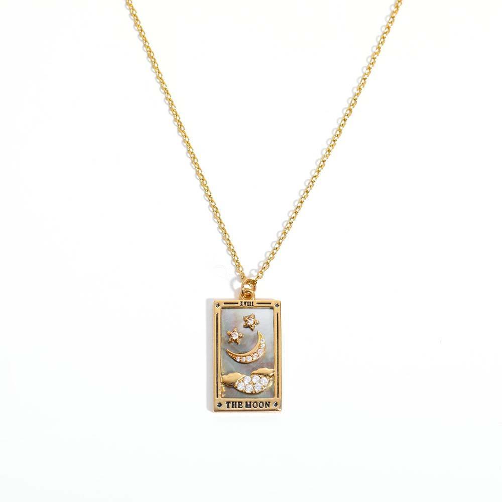 Colorful Tarot Cards Symbolic Necklace Dripping Oil Pendant Enamel Necklace With Rhinestones Gift - yournamenecklaceuk