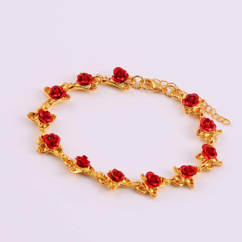 Rose Flower Bracelet Vintage Rose Jewelry Valentine's Day Gift for Women - yournamenecklaceuk