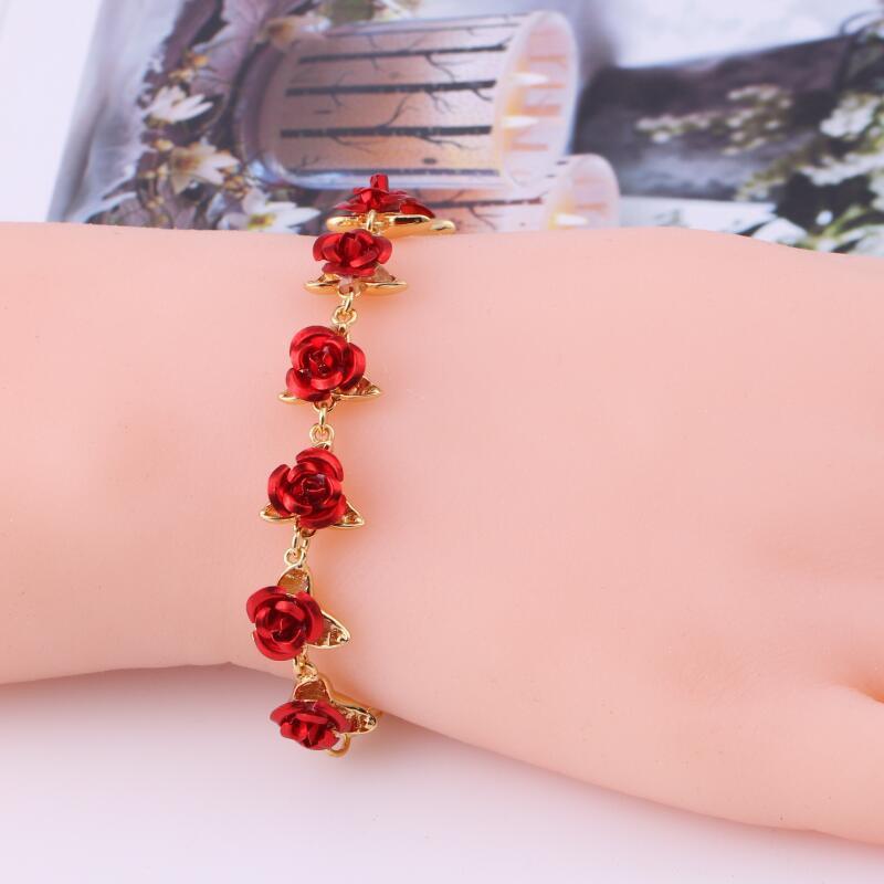 Rose Flower Bracelet Vintage Rose Jewelry Valentine's Day Gift for Women - yournamenecklaceuk
