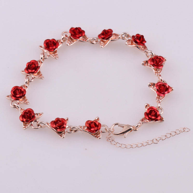 Rose Flower Bracelet Vintage Rose Jewelry Valentine's Day Gift for Women - yournamenecklaceuk
