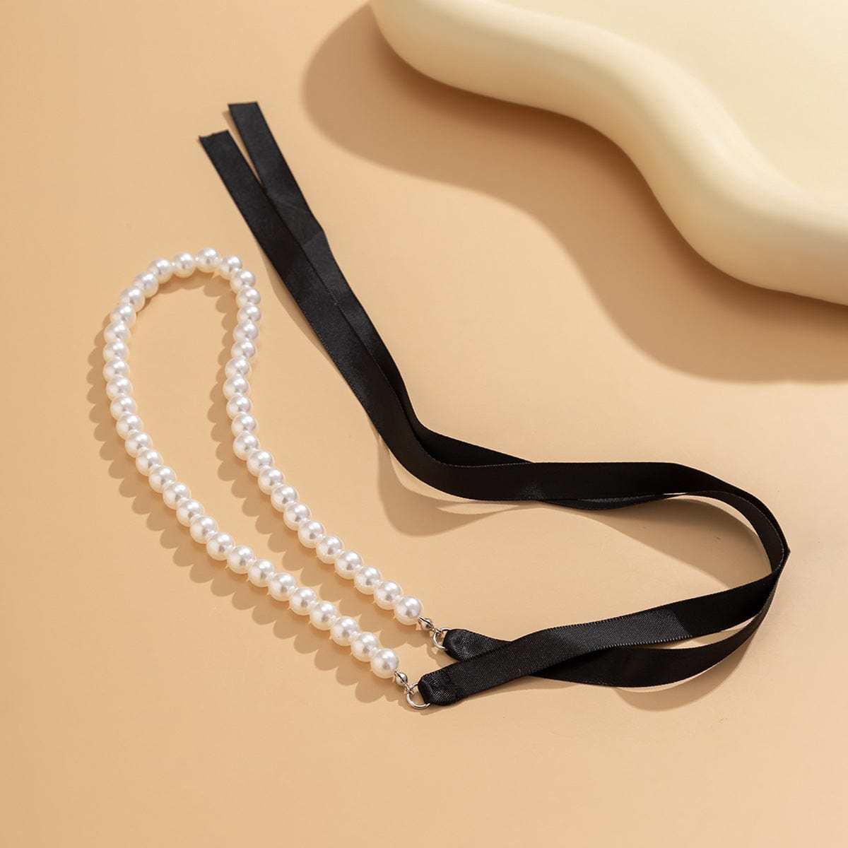Vintage French Court Diy Velvet Bow Pearl Necklace - GiftLab