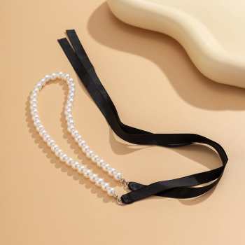 Vintage French Court Diy Velvet Bow Pearl Necklace - GiftLab