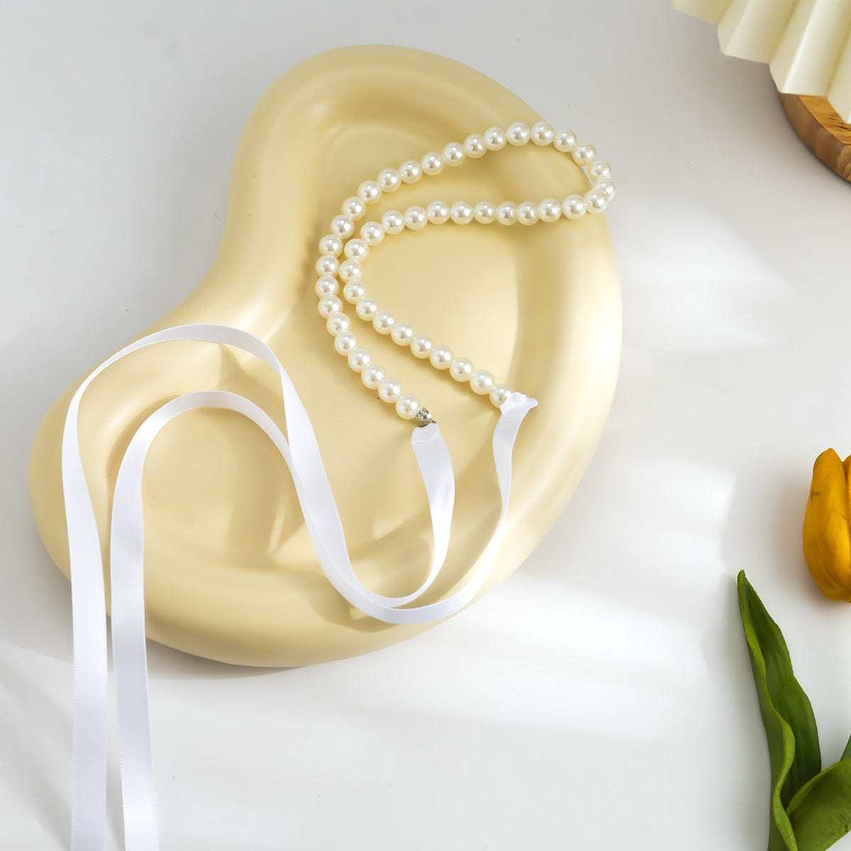 Vintage French Court Diy Velvet Bow Pearl Necklace - GiftLab