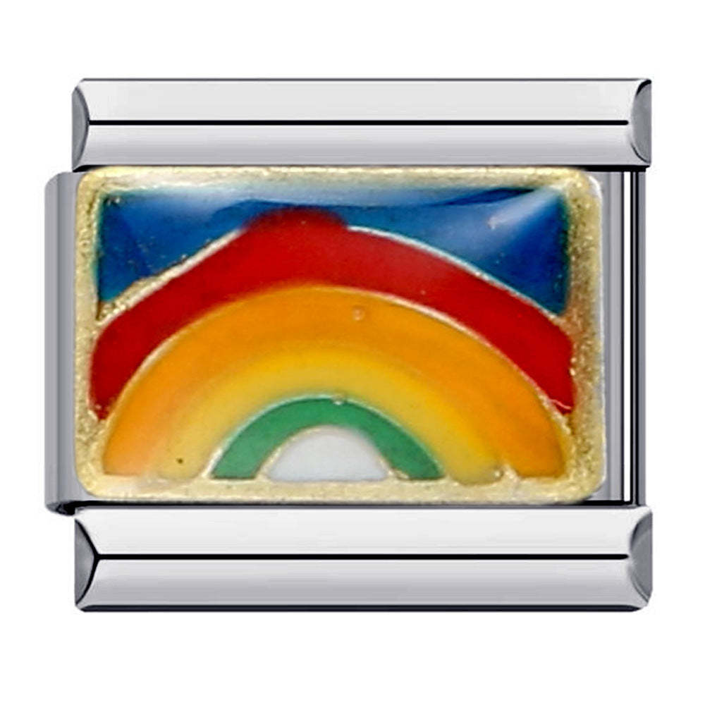 Beautiful Rainbow Italian Charm For Italian Charm Bracelets Composable Link - yournamenecklaceuk