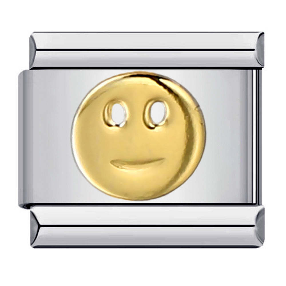 Golden Smile Italian Charm For Italian Charm Bracelets Composable Link - yournamenecklaceuk