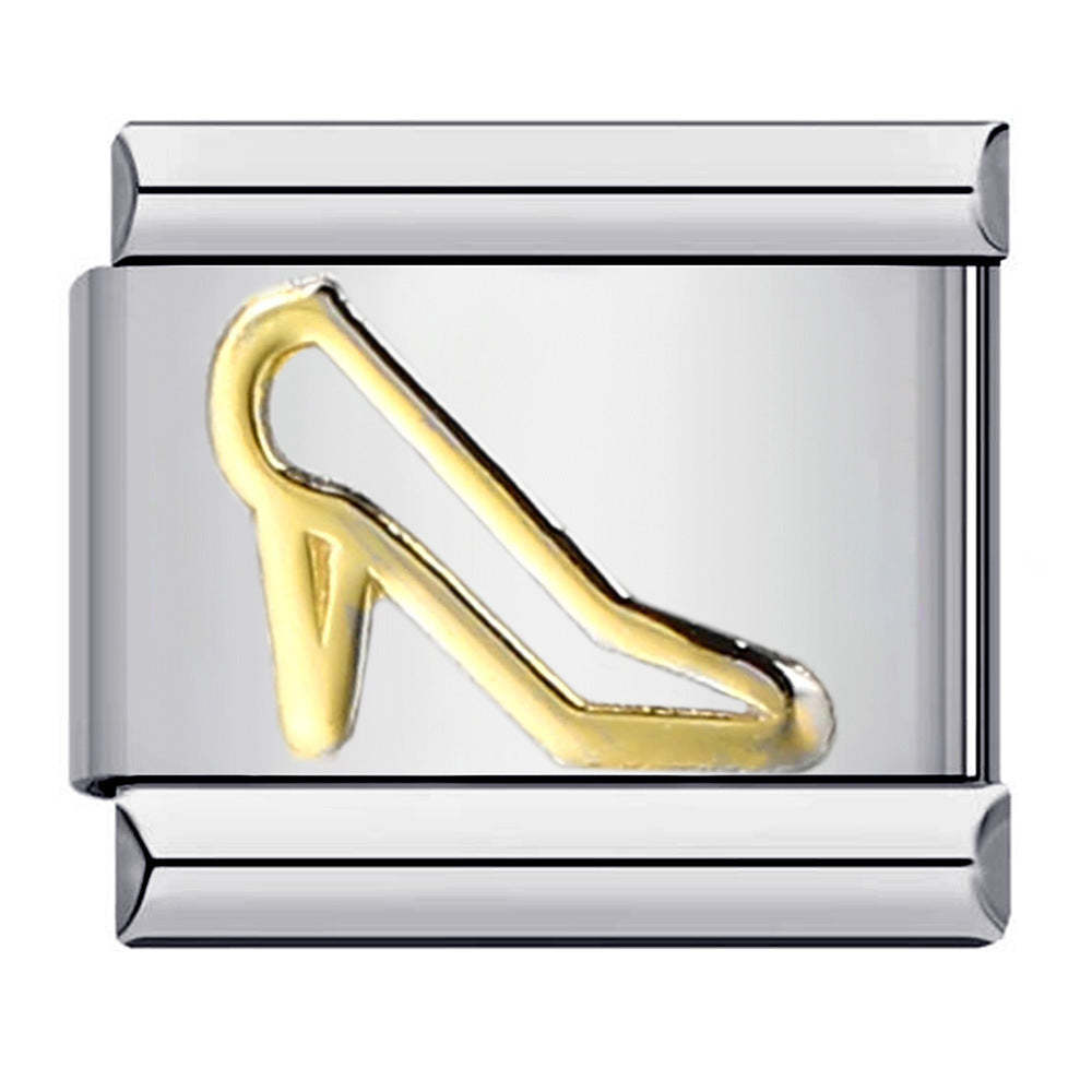 Golden High Heels Italian Charm For Italian Charm Bracelets Composable Link - yournamenecklaceuk