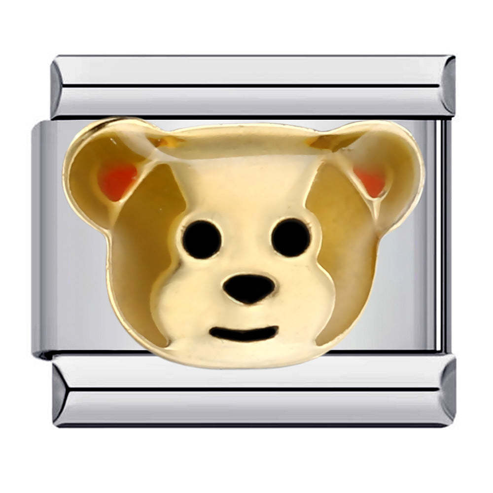 Golden Bear Head Italian Charm For Italian Charm Bracelets Composable Link - yournamenecklaceuk