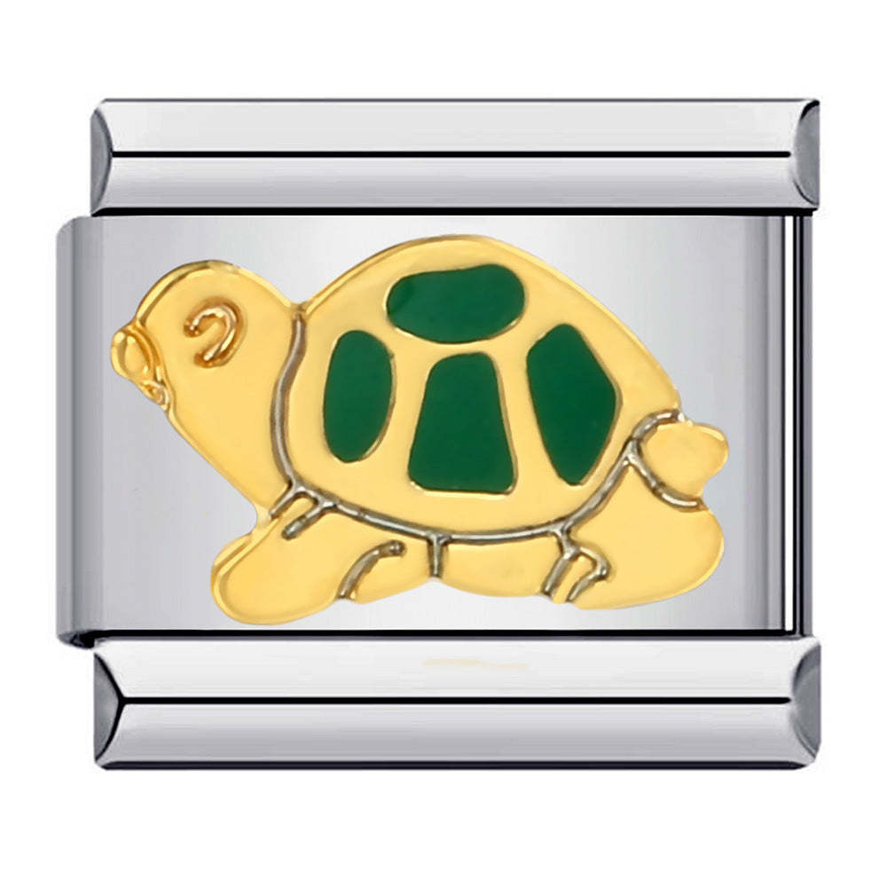 Golden Turtle Italian Charm For Italian Charm Bracelets Composable Link - yournamenecklaceuk