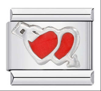 Red Double Love Italian Charm For Italian Charm Bracelets Composable Link - yournamenecklaceuk