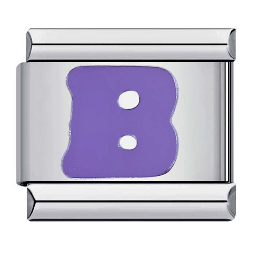 Purple Letter B Italian Charm For Italian Charm Bracelets Composable Link - yournamenecklaceuk