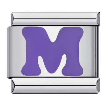 Purple Letter M Italian Charm For Italian Charm Bracelets Composable Link - yournamenecklaceuk