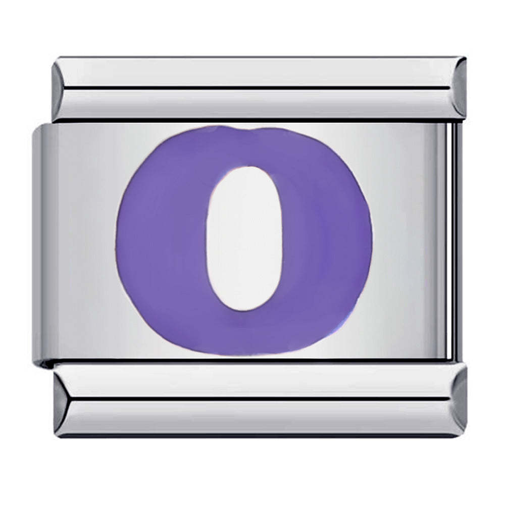 Purple Letter O Italian Charm For Italian Charm Bracelets Composable Link - yournamenecklaceuk