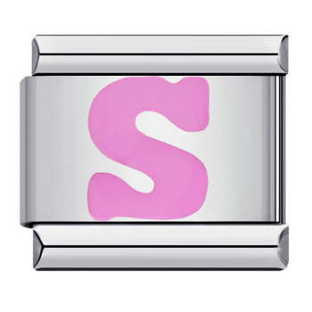 Pink Letter S Italian Charm For Italian Charm Bracelets Composable Link - yournamenecklaceuk