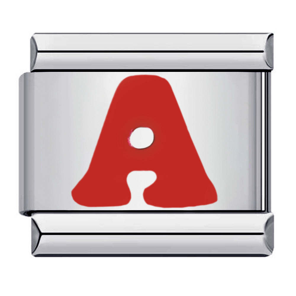 Red Letter A Italian Charm For Italian Charm Bracelets Composable Link - yournamenecklaceuk