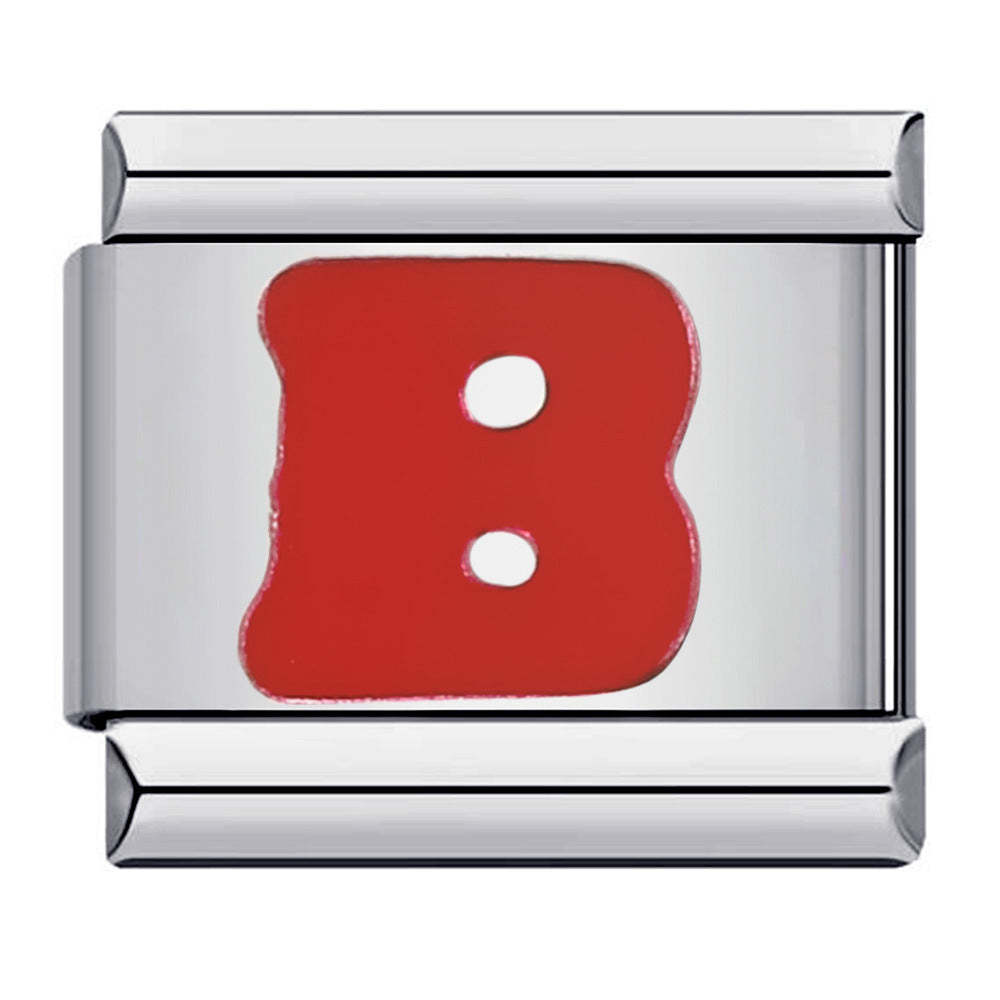 Red Letter B Italian Charm For Italian Charm Bracelets Composable Link - yournamenecklaceuk