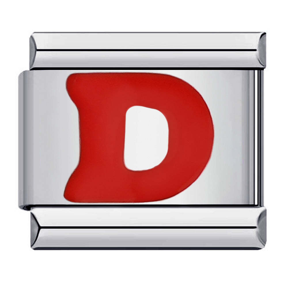 Red Letter D Italian Charm For Italian Charm Bracelets Composable Link - yournamenecklaceuk