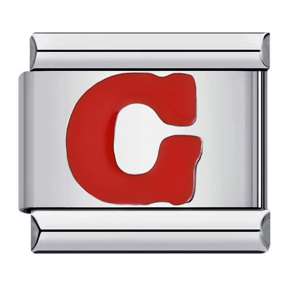 Red Letter G Italian Charm For Italian Charm Bracelets Composable Link - yournamenecklaceuk