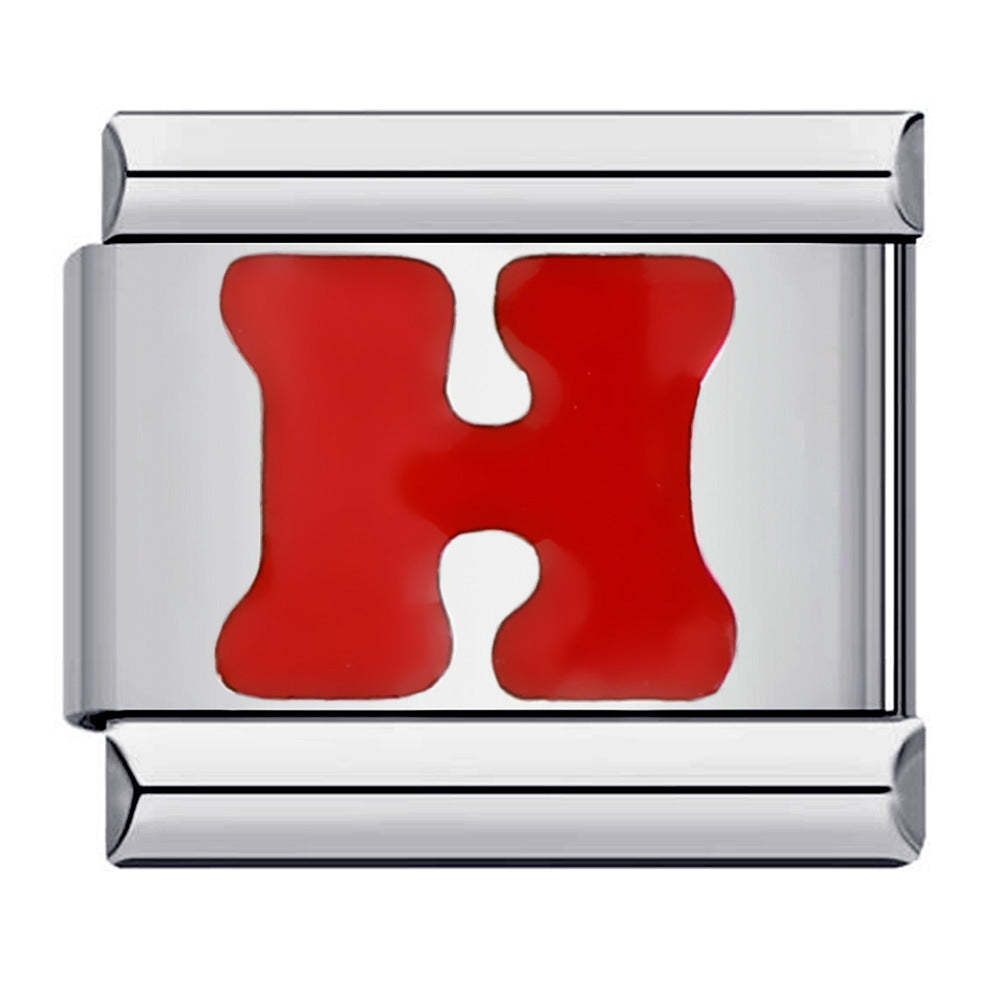 Red Letter H Italian Charm For Italian Charm Bracelets Composable Link - yournamenecklaceuk