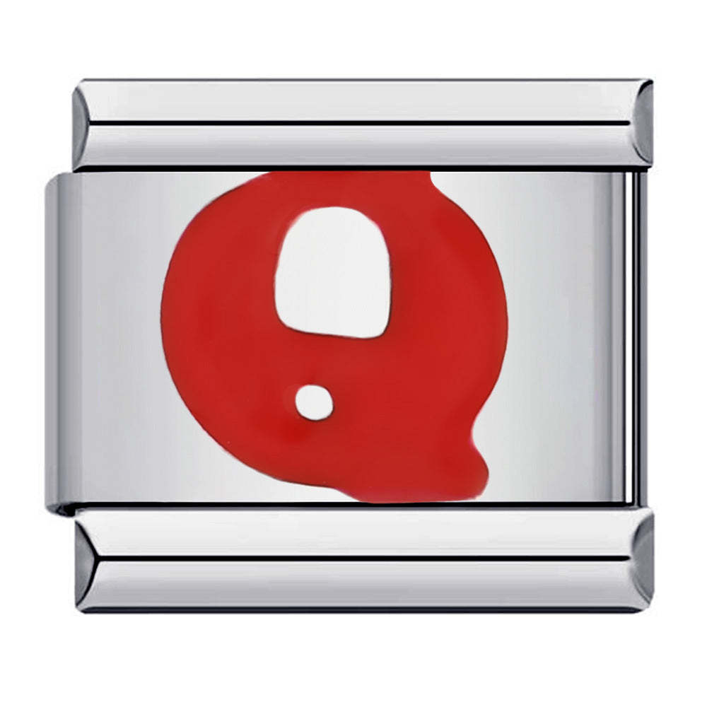 Red Letter Q Italian Charm For Italian Charm Bracelets Composable Link - yournamenecklaceuk