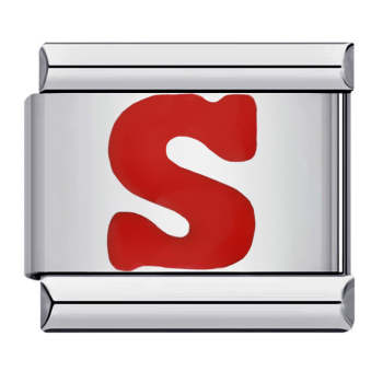 Red Letter S Italian Charm For Italian Charm Bracelets Composable Link - yournamenecklaceuk