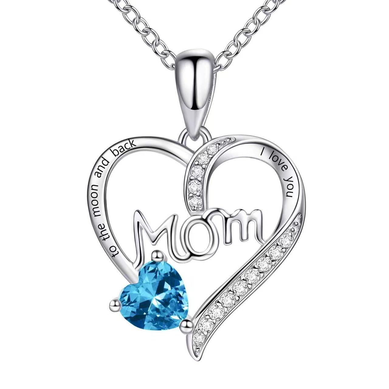 Mother's Day Gifts Love Heart Pendant Necklaces I Love You Mom to The Moon and Back -  NameNecklaceUK